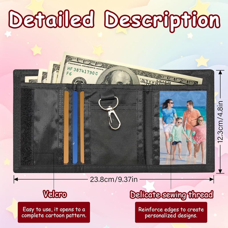 Sundee RFID Blocking Wallet,3 Packs Kids Wallet Bulk,Mini Trifold Coin Purse Cartoon Wallet,Front Pocket Wallet with Zipper for Kids,Canvas Outdoor Sports Wallets with Magic Sticker - Dark Blue - Image 4